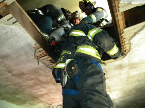 Rescuing the Firefighter Through the Floor